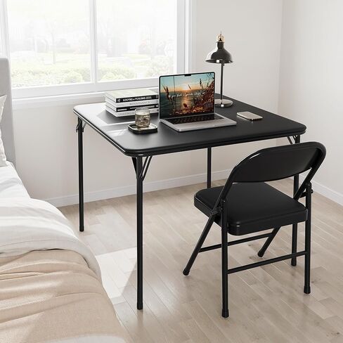 طاولة طعام قابلة للطي من Garveehome 5 قطع ، طاولة مطبخ قابلة للطي أسود مع طاولة جلدية فو و 4 كراسي مبطنة ، تصميم لتوفير الفضاء ، طاولة مربعة حديثة لغرفة الطعام ، المساحات الصغيرة in Kuwait