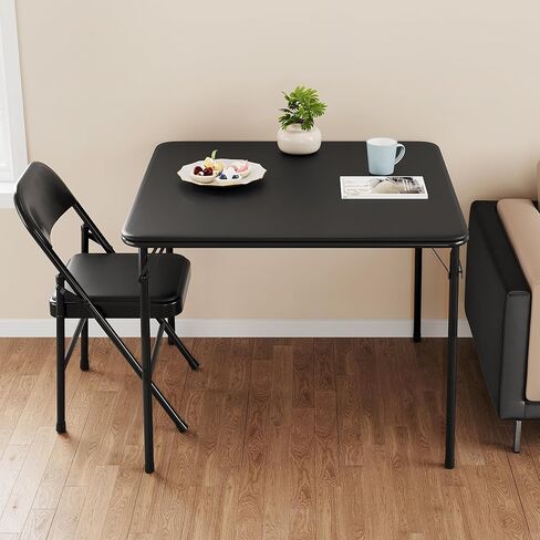 طاولة طعام قابلة للطي من Garveehome 5 قطع ، طاولة مطبخ قابلة للطي أسود مع طاولة جلدية فو و 4 كراسي مبطنة ، تصميم لتوفير الفضاء ، طاولة مربعة حديثة لغرفة الطعام ، المساحات الصغيرة in Kuwait