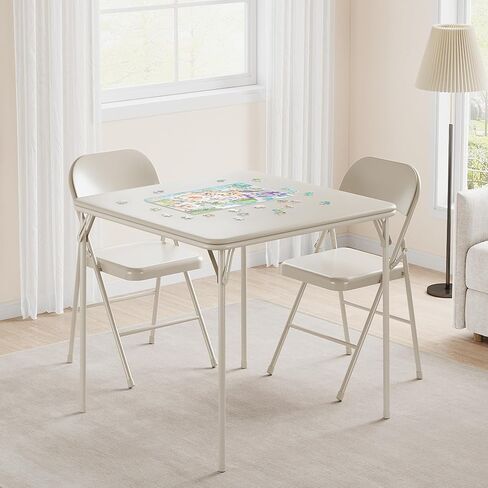 GarveeHome 5-Piece Folding Dining Table Set for 4, Black Foldtable Kitchen Table with Faux Leather Tabletop and 4 Padded Chairs, Space-Saving Design, Modern Square Table for Dining Room, Small Spaces in Kuwait