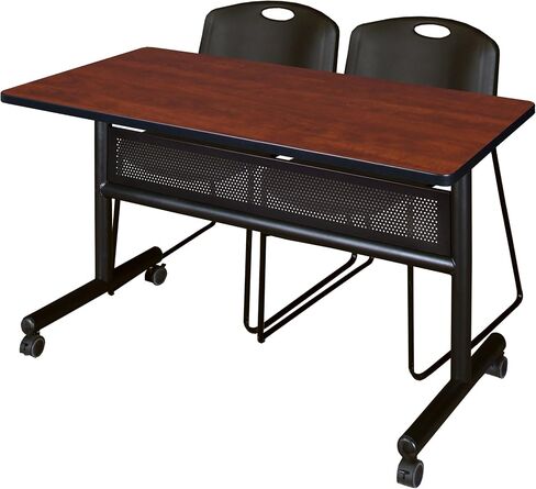 Ressency Flip Top Top Mobile Table مع تواضع ومجموعة Zeng Chair Set 48 × 24 بوصة رمادية/أسود in Saudi Arabia
