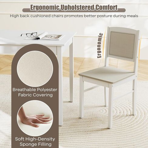 طاولة مطبخ Nafort المطبوعة لمدة 4 ، طاولة طعام حديثة في منتصف القرن وكراسي من 4 ، مجموعة عشاء المزرعة مجموعة مع الكراسي المنجدة ، ومجموعة من الخشب المطاطي مجموعة للمطبخ وتناول الطعام ، ومطعم in Kuwait