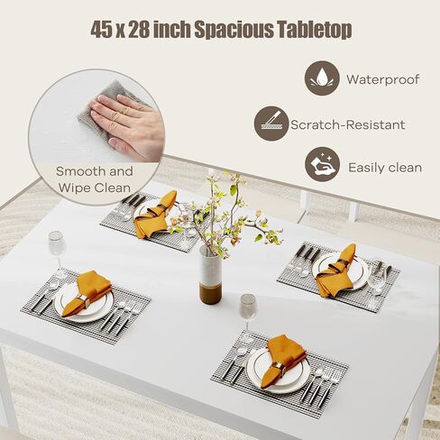 طاولة مطبخ Nafort المطبوعة لمدة 4 ، طاولة طعام حديثة في منتصف القرن وكراسي من 4 ، مجموعة عشاء المزرعة مجموعة مع الكراسي المنجدة ، ومجموعة من الخشب المطاطي مجموعة للمطبخ وتناول الطعام ، ومطعم in Kuwait