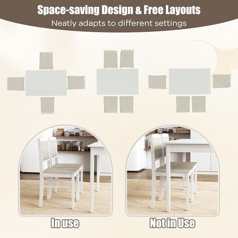 طاولة مطبخ Nafort المطبوعة لمدة 4 ، طاولة طعام حديثة في منتصف القرن وكراسي من 4 ، مجموعة عشاء المزرعة مجموعة مع الكراسي المنجدة ، ومجموعة من الخشب المطاطي مجموعة للمطبخ وتناول الطعام ، ومطعم in Kuwait