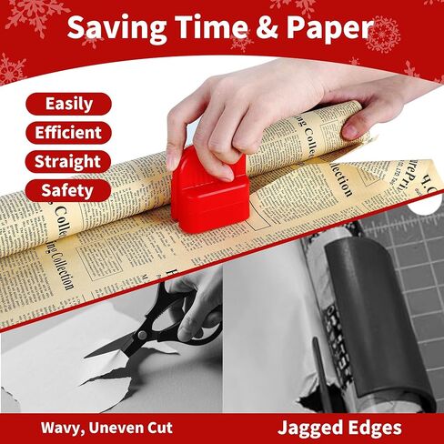 Christmas Wrapping Paper Cutter - 2 Pack, Straight & Neat Paper Roll Cutter For Gift Wrapping, Birthday Holiday Wrapping Supplies, Smooth Cutting Tool For Wrapping Paper Rolls, Tinfoil & Kraft in Kuwait