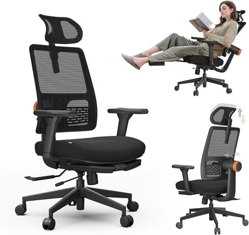 Newtral Best Ergonomic Office Chair with Adaptive Lumbar Support, Laptop Tray, Home Office Desk Chair with 4D Armrest & 5D Headrest, High Back Swivel Desk Computer Chair with Footrest in Kuwait
