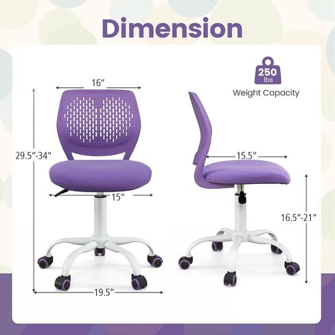 POWERSTONE Small Home Office Desk Chair, Swivel Rolling Study Computer Chair, Adjustable Height Task Chair with Armless Mid Back, Upholstered Mesh Seat, Light Green in Saudi Arabia