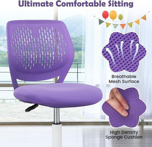 POWERSTONE Small Home Office Desk Chair, Swivel Rolling Study Computer Chair, Adjustable Height Task Chair with Armless Mid Back, Upholstered Mesh Seat, Light Green in Saudi Arabia