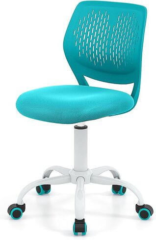 POWERSTONE Small Home Office Desk Chair, Swivel Rolling Study Computer Chair, Adjustable Height Task Chair with Armless Mid Back, Upholstered Mesh Seat, Light Green in Saudi Arabia
