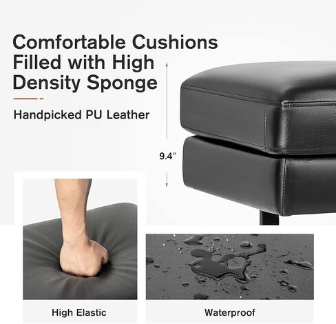 Furmax Waiting Room Chairs Faux Leather Office Guest Chair, 59.6 Inches Conference Room Chairs 3 Seats Upholstered Reception Bench, Lobby Furniture for Salon and Shop, Black in Kuwait