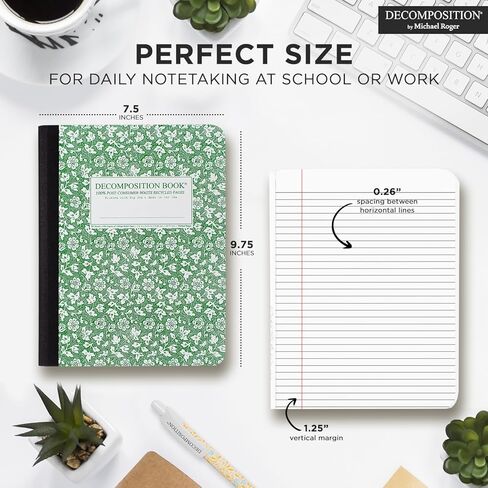 Decomposition Redwood Creek College Ruled Composition Notebook - 9.75 x 7.5 Journal with 160 Lined Pages - Notebooks for School Supplies, Home & Office - 100% Recycled Paper - Made in USA in Kuwait
