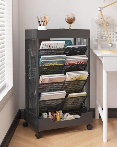 يمتلك Umdonx Rolling Book Cart رفًا كبيرًا من السعة على الوجهين على عجلات للمنزل والمكتب والفصول الدراسية-يحمل A4 والرسالة والوثائق القانونية الحجم in Saudi Arabia