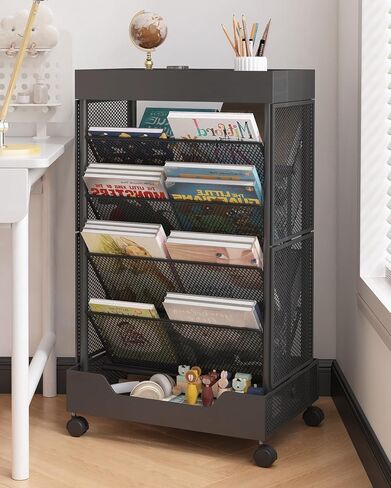 يمتلك Umdonx Rolling Book Cart رفًا كبيرًا من السعة على الوجهين على عجلات للمنزل والمكتب والفصول الدراسية-يحمل A4 والرسالة والوثائق القانونية الحجم in Saudi Arabia