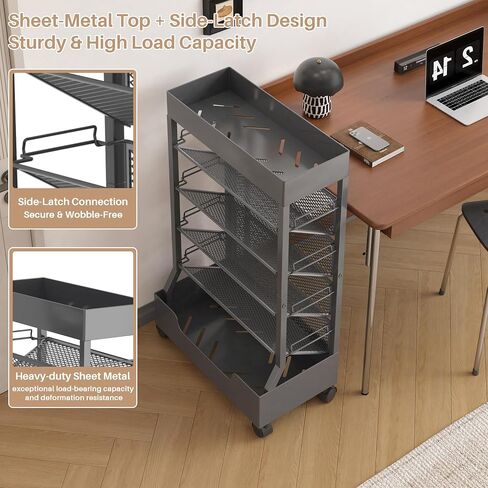 UMDONX Modern Mobile Book Cart Single-Sided Rolling Bookshelf with Metal Top & Base, Premium Snap-in Shelves, Heavy Duty & Elegant Storage for Home Study, Office, Classroom Black in Saudi Arabia