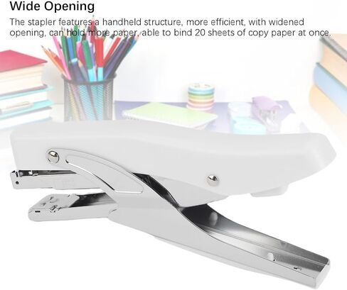 Srliya 20 Sheet Plier Stapler with Large Opening, Ergonomic Design, Labor Saving, Portable for Factory School Office Warehouse, Metal White in Saudi Arabia