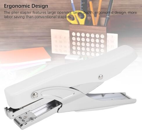 Srliya 20 Sheet Plier Stapler with Large Opening, Ergonomic Design, Labor Saving, Portable for Factory School Office Warehouse, Metal White in Saudi Arabia