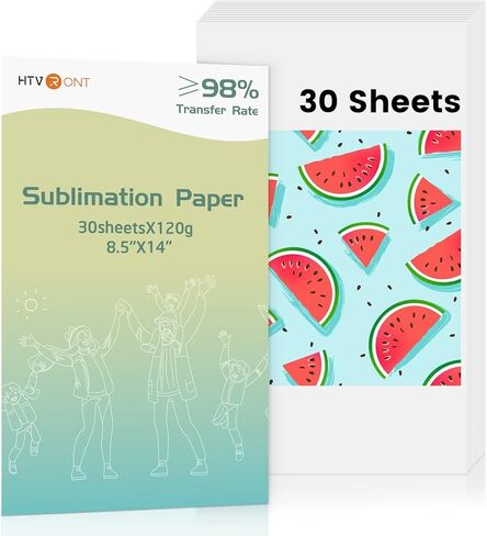 HTVRONT SUBLIMATION PAPER 8.5x14 بوصة - 30 ورقة نقل التسامي ورقة متوافقة مع طابعة نفث الحبر ، من السهل نقل 120 ورقة تسمية GSM للبهلوانات ، القمصان ، الكوارث in Kuwait