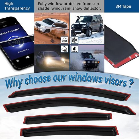 4 قطعة أمامي + خلفي JDM دخان الشمس/حارس المطر خارج جبل الشريط على أقنعة النافذة متوافق مع 04-08 أكورا TL in Kuwait