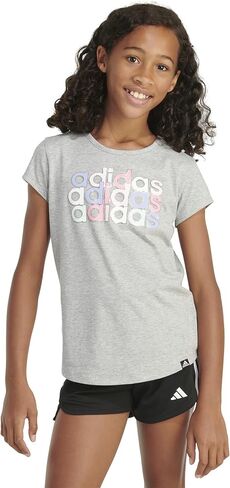 adidas girls Short Sleeve Cotton Scoop Neck Tee T-shirt T Shirt, Clear Mint, Medium Plus in Kuwait
