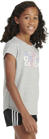 adidas girls Short Sleeve Cotton Scoop Neck Tee T-shirt T Shirt, Clear Mint, Medium Plus in Kuwait