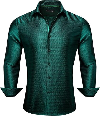 Barry.Wang Mens Casual Long Sleeve Shirts Silk Button Up Novelty Paisley Formal Dress Shirt Western Mexico Cowboy in Kuwait