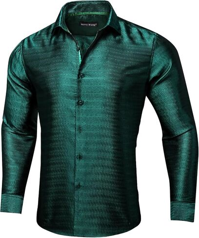 Barry.Wang Mens Casual Long Sleeve Shirts Silk Button Up Novelty Paisley Formal Dress Shirt Western Mexico Cowboy in Kuwait