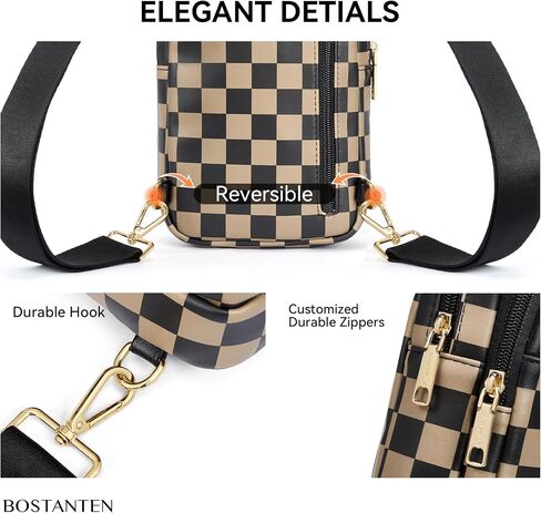 BOSTANTEN Sling Bag Quilted Crossbody Bags for Women Cross Body Purse Leather Fanny Pack with Adjustable Guitar Strap in Saudi Arabia