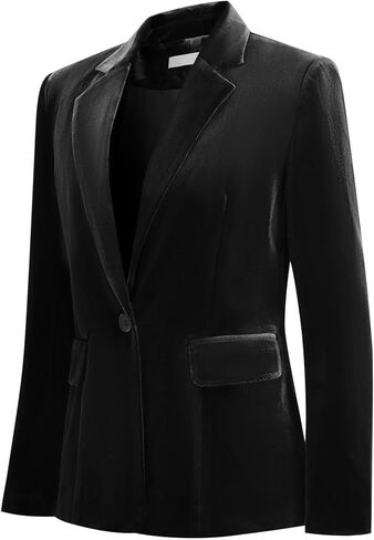 YUNCLOS Womens Velvet Blazer Jacket Slim Fit 1 Button Casual Lapel Office Dress Coat in Saudi Arabia