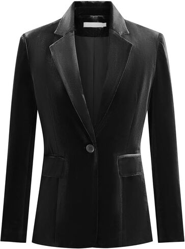 YUNCLOS Womens Velvet Blazer Jacket Slim Fit 1 Button Casual Lapel Office Dress Coat in Saudi Arabia