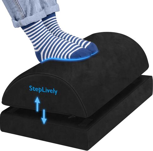 راحة القدم steplively للمكتب في العمل ، براز قدم مريح مع اثنين من المرتفعات القابلة للتعديل ، مسند القدم مع غطاء قابل للغسل ، لتخفيف آلام الظهر والورك ، مناسبة للمكتب والمنزل والسيارة (أسود) in Kuwait