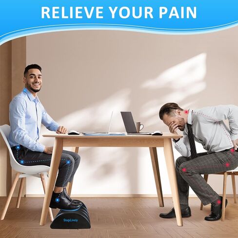 راحة القدم steplively للمكتب في العمل ، براز قدم مريح مع اثنين من المرتفعات القابلة للتعديل ، مسند القدم مع غطاء قابل للغسل ، لتخفيف آلام الظهر والورك ، مناسبة للمكتب والمنزل والسيارة (أسود) in Kuwait