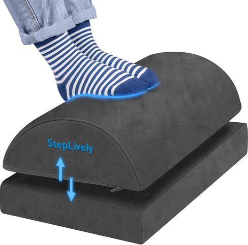 راحة القدم steplively للمكتب في العمل ، براز قدم مريح مع اثنين من المرتفعات القابلة للتعديل ، مسند القدم مع غطاء قابل للغسل ، لتخفيف آلام الظهر والورك ، مناسبة للمكتب والمنزل والسيارة (أسود) in Kuwait