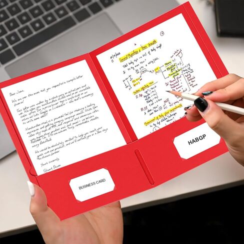 HABGP Plastic Folders with Pockets, 6 Color Heavy Duty Two Pocket Folder Business Card Holder for Office High School in Kuwait