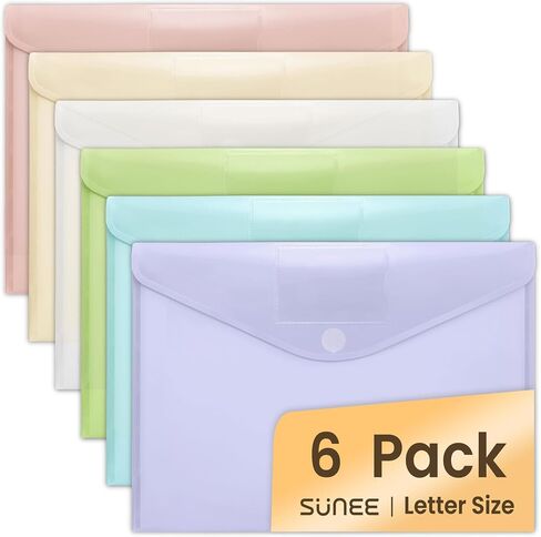 SUNEE 12 Pack Plastic Plastic Occants ، مجلدات لمستند حجم الحروف A4 ، مجلدات ملفات بولي مع جيوب الملصقات لمستلزمات العمل المنظم للمكاتب المنزلية ، 6 ألوان in Saudi Arabia