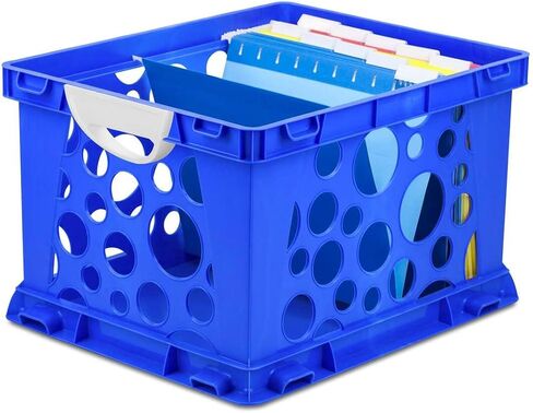 Premium File Crate With Molded Handles, Letter And Legal Document And Folder Storage, 3-Pack, Made Of Plastic - 17.25" L X 14.25" W X 10.5" H in Saudi Arabia