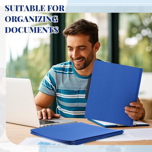 Henoyso 12 Pcs Classification Folders with Prongs, 2 Dividers, 1/3-cut Flat Tab, 3 Inch Expansion, 60 Stickers, Letter Size Blue File Folder with Fasteners for Medical Law Files Office Reports in Saudi Arabia