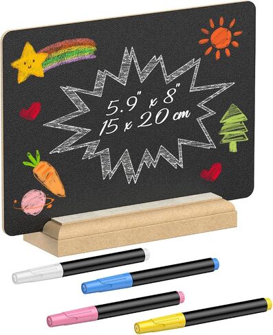 علامة UniClife الصغيرة على السبورة مع علامات Stand & Chalk ، 5.9 × 8 بوصة ، لوحة الطباشير الخشبية على الوجهين على الجداول ، لوحة الرسائل القابلة لإعادة الاستخدام ، لوحة القائمة لمطعم حفل الزفاف مطعم الطعام in Saudi Arabia
