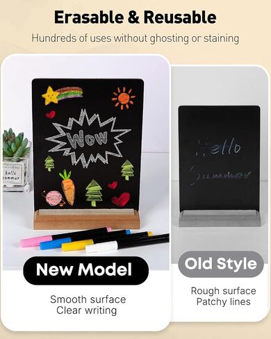 علامة UniClife الصغيرة على السبورة مع علامات Stand & Chalk ، 5.9 × 8 بوصة ، لوحة الطباشير الخشبية على الوجهين على الجداول ، لوحة الرسائل القابلة لإعادة الاستخدام ، لوحة القائمة لمطعم حفل الزفاف مطعم الطعام in Saudi Arabia
