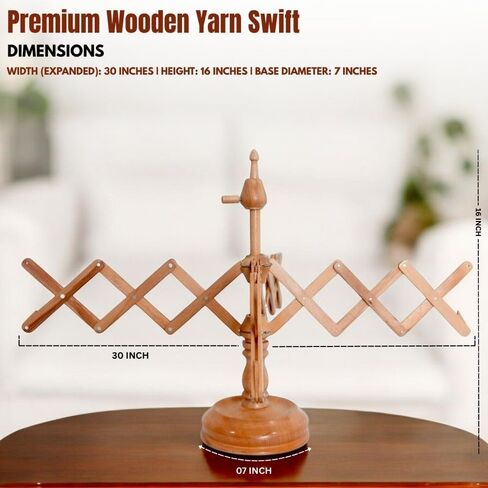 Antique Vintage Wooden Yarn Winder for Knitting and Crocheting Wool Yarn String and Fiber Ball Winder by Sunrise Wood Store (Rose Wood Swift) in Kuwait