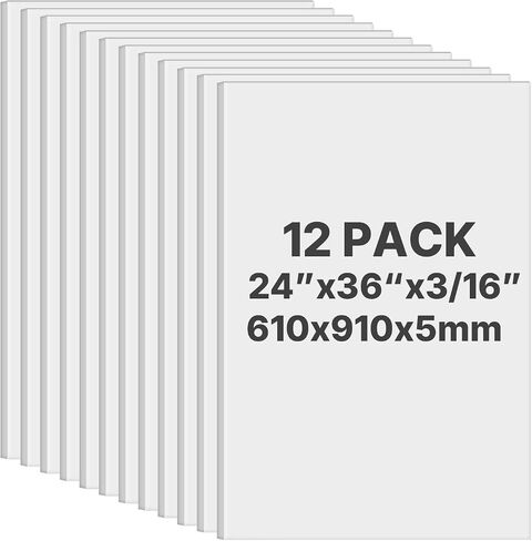 VEVOR Foam Board, 12 Pack 24 x 36 Inch, 3/16 Inch Thickness White Poster Board, Acid-Free Double Sided Foam Core Sheets for Mounting, Crafts, Paintings Prints, Art, Display, Presentation and Projects in Saudi Arabia