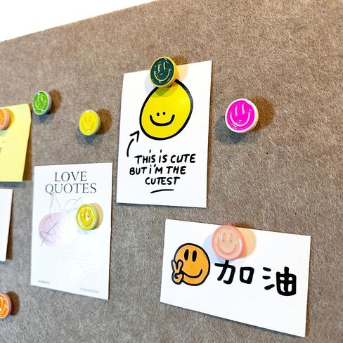 24 Smiley Face Decorative Push Pins, Cute Bulletin Board Push Pins, Thumbtacks for Cork Boards, Office Organization, or Home Décor (24-Colourful) in Kuwait