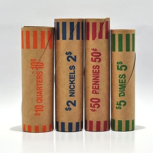 L LIKED Preformed Coin Wrappers Rolls (128 Assorted) - Quarters, Pennies, Nickels and Dimes in Kuwait