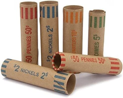 L LIKED Preformed Coin Wrappers Rolls (128 Assorted) - Quarters, Pennies, Nickels and Dimes in Kuwait