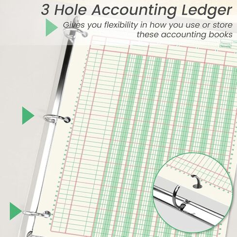 2 منصات 100 ورقة لوحة التحليل العمومي 3 عمود LEDGER 3 HOLE PUNCHENT LEDGER BOOK 8-1/2 X 11 LEDGER PAPER PAD DOUBL in Saudi Arabia