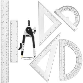 Zonon 1 Set Geometry Geometry Math Set 7 PCS تشمل 6 '' / 4 '' المنقلة ، والبوصلة الرسم ، وحاكم مثلث 45/60 ، 12 '' / 6 '' حاكم الرياضيات الشفافة للمستلزمات المكتبية (الوردي) in Kuwait