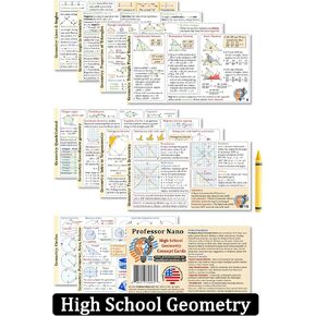 البروفيسور نانو الثانوية بطاقات مفهوم هندسة المدارس || 4x7.11 بوصة ، مجموعة من 11 || ورقة الغش ، Quickstudy in Kuwait