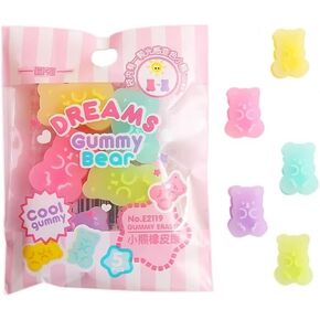 5 Pcs Colorful Cute Erasers - Gummy Bear Cabochons | Cartoon Bear Pencil Erasers | Erasers Animals | Interactive Eraser Pets | Stationery Supplies and School Reward in Saudi Arabia