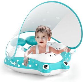 Baby Pool Float with Canopy, Cellulera Inflatable Toddler Pool Float Baby Swimming Float, Adjustable Safety Seat Add Tail No Flip Over, Swim Float for Toddlers in Saudi Arabia