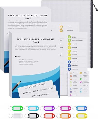 مجموعة العقارات - مجموعة منظمة الملفات الشخصية ومجموعة التخطيط العقاري ، تنظيم منهجي لمنظم الوثائق والتخطيط ، تعليمات مفصلة للإرادة المعيشة ، الوصايا الأخيرة والشهادات ، POA in Saudi Arabia