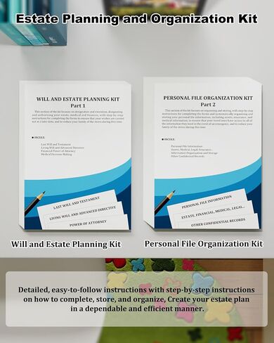 مجموعة العقارات - مجموعة منظمة الملفات الشخصية ومجموعة التخطيط العقاري ، تنظيم منهجي لمنظم الوثائق والتخطيط ، تعليمات مفصلة للإرادة المعيشة ، الوصايا الأخيرة والشهادات ، POA in Saudi Arabia