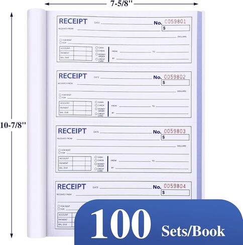 6 كتب إيصال الحزم ، 7-5/8 "× 10-7/8" كتاب إيصال مع نسخ كربونية ، 3 أجزاء الكربون (الأبيض والأصفر والوردي) ، 100 مجموعة لكل كتاب in Kuwait